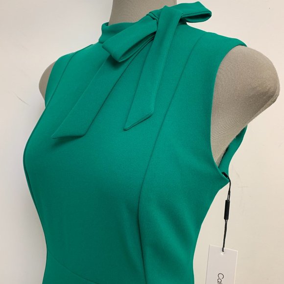 NEW CALVIN KLEIN SHEATH DRESS WITH NECK TIE DETAIL - Picture 2 of 7